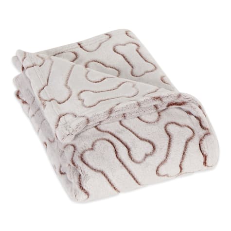 Bone Dry Dark Brown Embossed Bone Print Pet Blanket