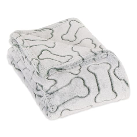 Bone Dry Hunter Green Embossed Bone Print Pet Blanket