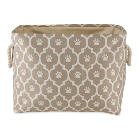 Bone Dry Stone Rectangle Polyester Pet Bin Paw Lattice