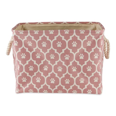 Bone Dry Rose Rectangle Polyester Pet Bin Paw Lattice