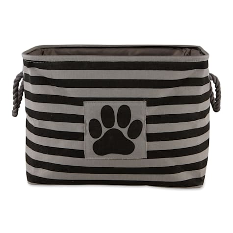 Bone Dry Black Rectangle Polyester Pet Bin Stripe With Paw Patch