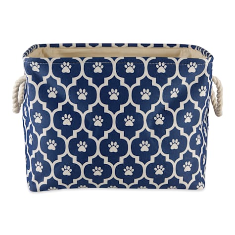 Bone Dry Nautical Blue Rectangle Polyester Pet Bin Paw Lattice