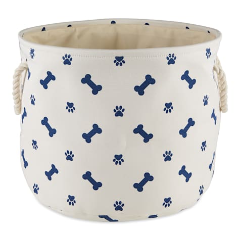 Bone Dry Nautical Blue Round Polyester Pet Bin Paw-Bone