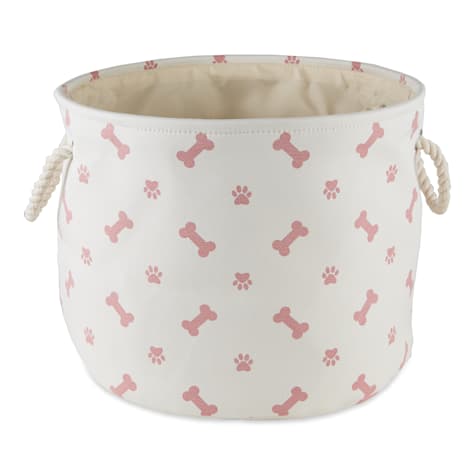 Bone Dry Rose Round Polyester Pet Bin Paw-Bone
