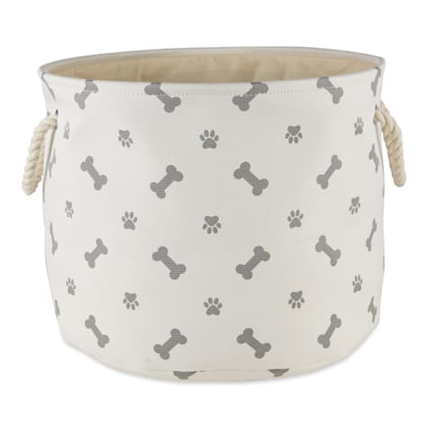 Bone Dry Gray Round Polyester Pet Bin Paw-Bone