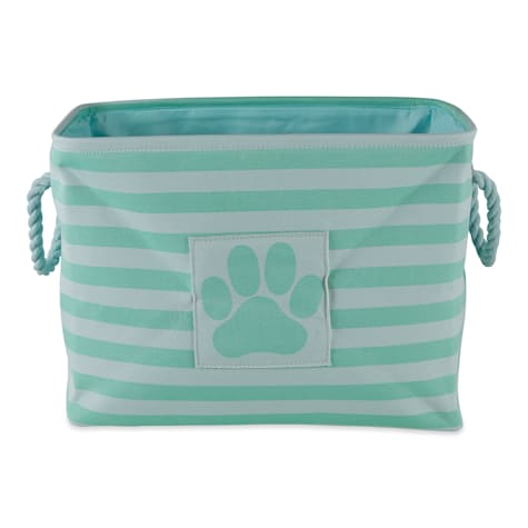 Bone Dry Aqua Rectangle Polyester Pet Bin Stripe With Paw Patch