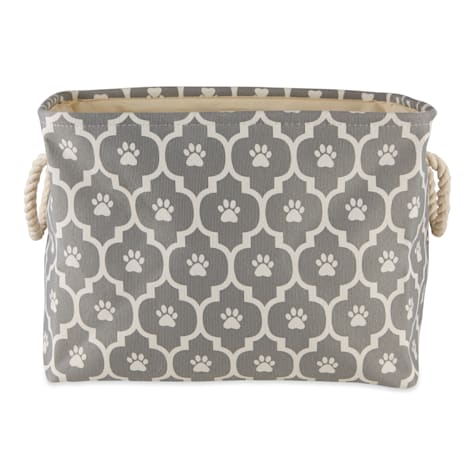 Bone Dry Gray Rectangle Polyester Pet Bin Paw Lattice