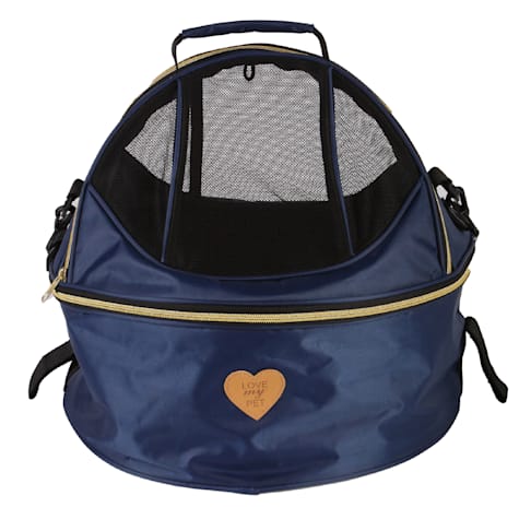 Pet Life Navy 'Air-Venture' Dual-Zip Airline Approved Panoramic Circular Travel Pet Dog Carrier