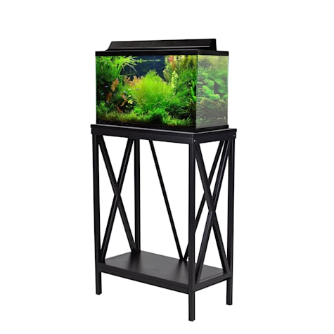 Aquatic Fundamentals 10 Gallon Steel X-Frame Black Aquarium Stand with Lower Shelf