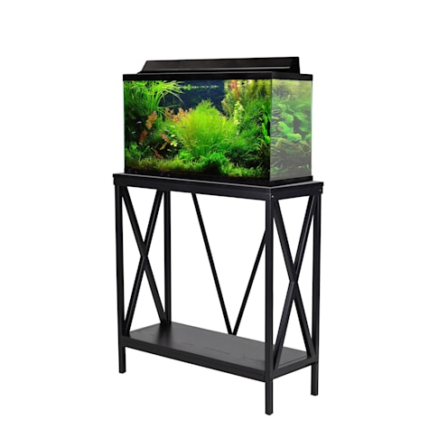 Aquatic Fundamentals 29/37 Gallon Steel X-Frame Black Aquarium Stand, with Lower Shelf