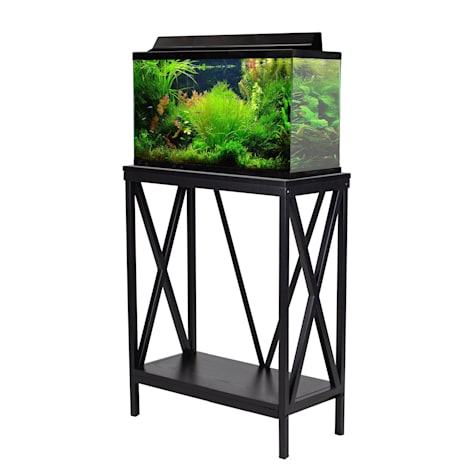 Aquatic Fundamentals 20 Gallon Steel X-Frame Black Aquarium Stand, with Lower Shelf