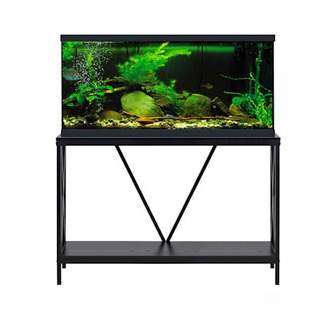 Aquatic Fundamentals 40/55 Gallon Steel X-Frame Black Aquarium Stand, with Lower Shelf