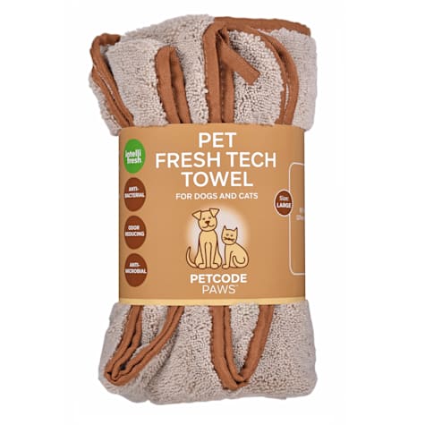 Petcode Paws Pet Fresh Tech Towel and Blanket in Sand Beige with Terra Brown