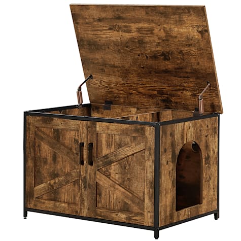 UniPaws Cat Litter Box Enclosure with Top Opening in Rustic