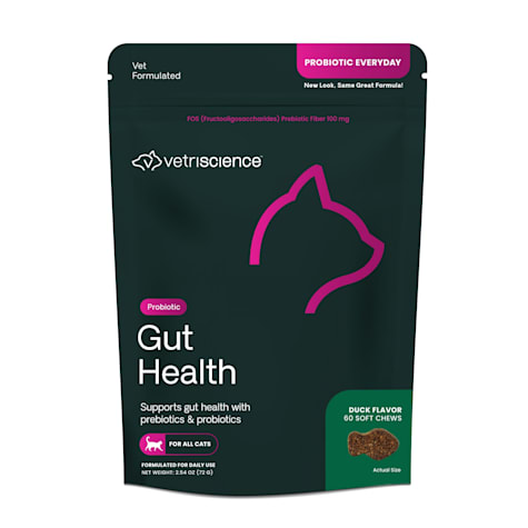 VetriScience Probiotic Everyday Duck Flavored Soft Chews Digestive Supplement for Cats