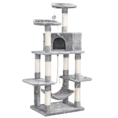 Topeakmart Light Gray Large Cat Tree with Plush Perch