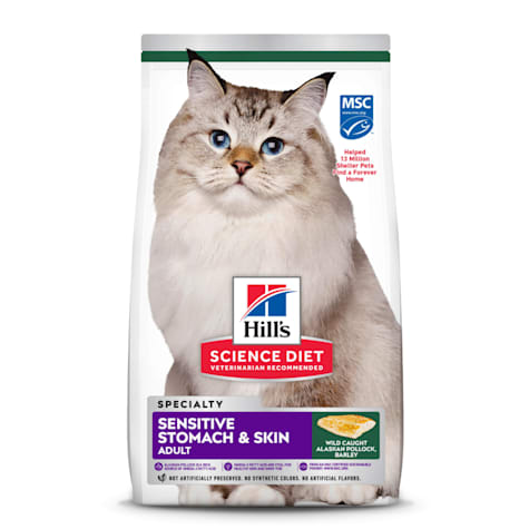 Hill's Science Diet Adult Sensitive Stomach & Sensitive Skin Pollock Meal & Barley Recipe Dry Cat Food