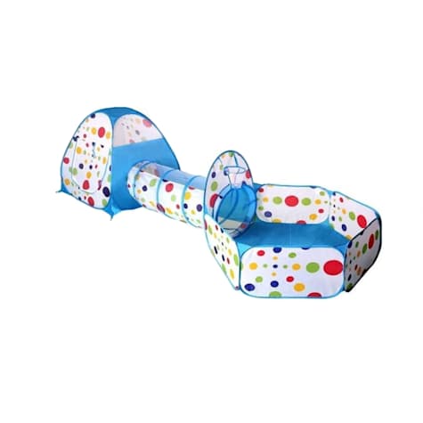 Piggy Poo and Crew Blue Polka Dot Pet Tunnel and Pop Up Ball Pit Tent Toy