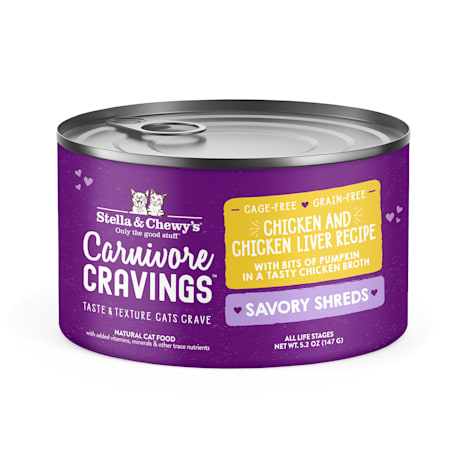 Stella & Chewy's Carnivore Cravings Savory Shreds Cage-Free Chicken & Chicken Liver Recipe Wet Cat Food