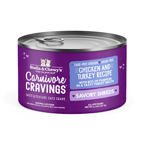 Stella & Chewy's Carnivore Cravings Savory Shreds Cage-Free Chicken & Turkey Recipe Wet Cat Food
