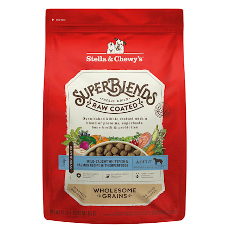 Stella & Chewy's SuperBlends Raw Coated Wholesome Grains Wild-Caught Whitefish & Salmon Recipe with Superfoods Dry Dog Food