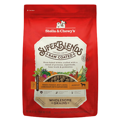 Stella & Chewy's SuperBlends Raw Coated Wholesome Grains Grass-Fed Beef, Beef Liver & Lamb Recipe Dry Dog Food