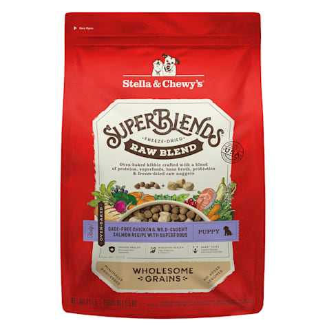 Stella & Chewy's SuperBlends Raw Blend Wholesome Grains Cage-Free Chicken & Wild Caught Salmon Recipe Dry Puppy Food