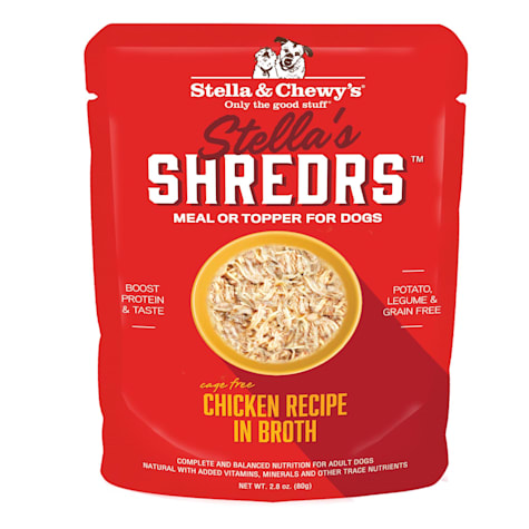 Stella & Chewy's Shredrs Cage Free Chicken Recipe in Broth Wet Dog Food
