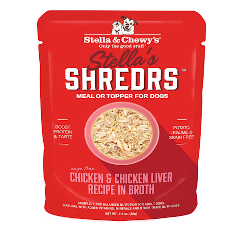 Stella & Chewy's Shredrs Cage Free Chicken & Chicken Liver Recipe in Broth Wet Dog Food