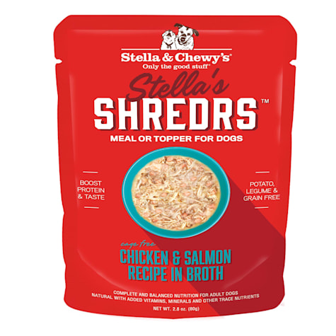 Stella & Chewy's Shredrs Cage Free Chicken & Salmon Recipe in Broth Wet Dog Food