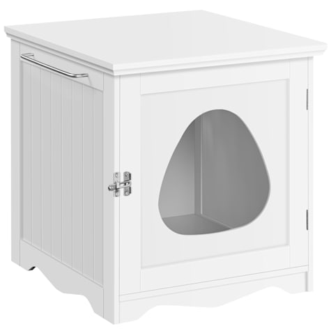 Topeakmart White Furniture Indoor Cat Litter Box