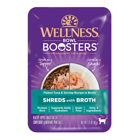 Wellness Bowl Boosters Flaked Tuna & Shrimp Recipe in Broth Healthy Topper Wet Cat Food