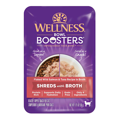 Wellness Bowl Boosters Flaked Salmon & Tuna Recipe in Broth Healthy Topper Wet Cat Food