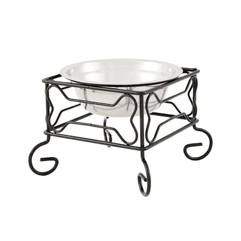 YML Wrought Iron Stand with Stainless Steel Single Dog Bowl