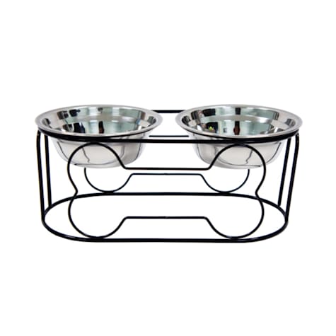 YML Wrought Iron Stand with Stainless Steel Double Dog Bowl