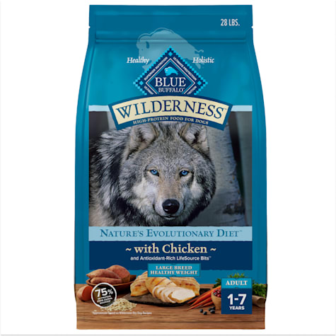 Blue Buffalo Wilderness Natural High-Protein Healthy Weight Chicken Recipe Dry Food for Large Breed Adult Dogs