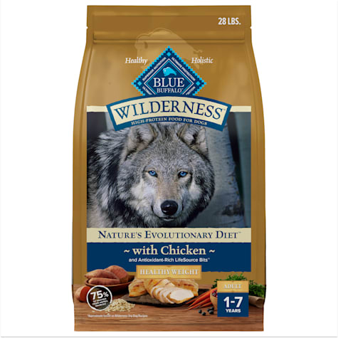 Blue Buffalo Wilderness Natural High-Protein Healthy Weight Chicken Recipe Dry Food for Adult Dogs