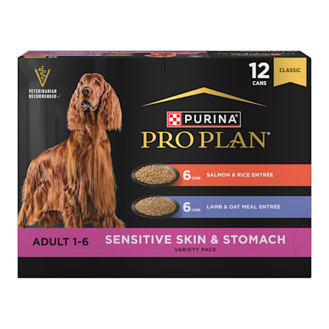 Purina Pro Plan Sensitive Skin and Stomach Pate Salmon and Rice and Lamb and Oat Meal Wet Dog Food Variety Pack