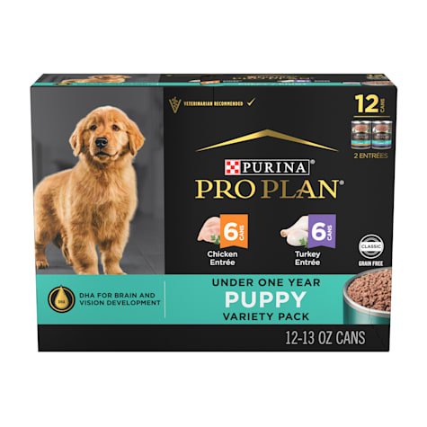 Purina Pro Plan Development Grain Free Chicken Entree and Grain Free Turkey Entree Puppy Wet Dog Food Variety Pack