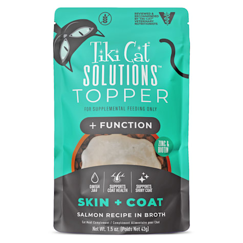 Tiki Cat Solutions Topper, Skin + Coat, Salmon Recipe in Broth for Cats