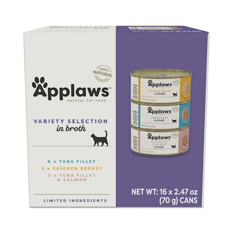 Applaws Wet Cat Food, Variety Pack, Tuna Fillet, Chicken Breast, Tuna Fillet with Shrimp Broth