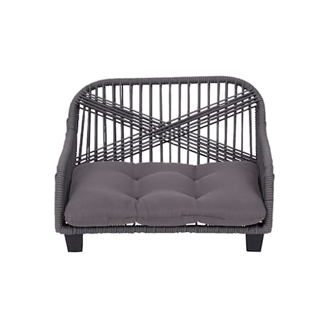 Teamson Pets Gray Lachesis Outdoor Woven Rope Cat Daybed with Cushion