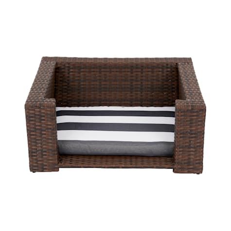 Teamson Pets Walnut/Gray Clotho Outdoor Wicker Dog Bed