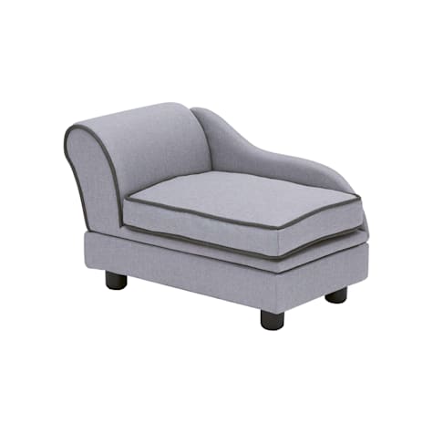 Teamson Pets Gray Ivan Chaise Lounge Dog Bed with Storage