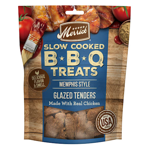 Merrick BBQ Soft Slow Cooked Chicken, Memphis Style Glazed Tenders Dry Dog Chews & Treats