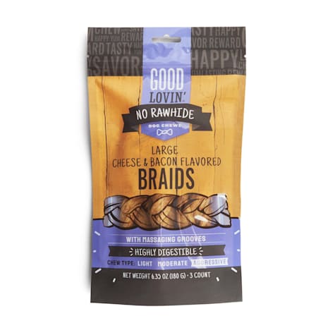 Good Lovin' No Rawhide Large Cheese & Bacon-Flavored Braids Dog Treats