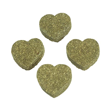 A&E Cage Company Nibbles 4pc Heart Hay Chew Bites for Small Animals