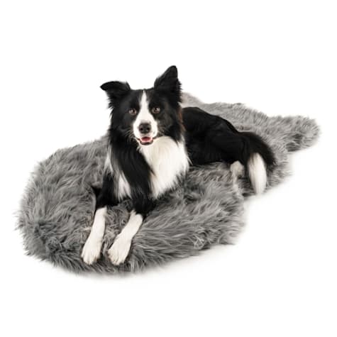 Paw Brands PupRug Curve Luxury Faux Fur Orthopedic Memory Foam Washable Dog Bed