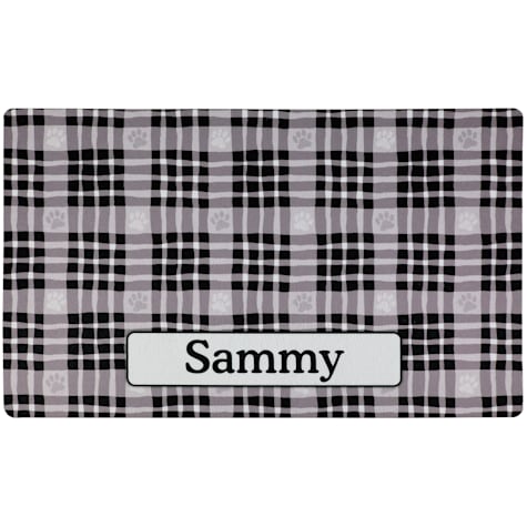 Drymate Black Plaid Personalized Pet Feeding Mat