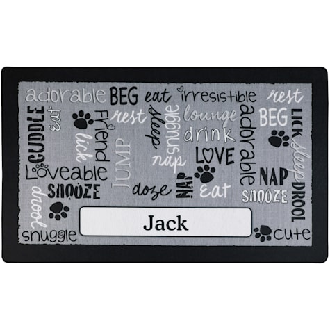Drymate Linen Black Personalized Pet Feeding Mat